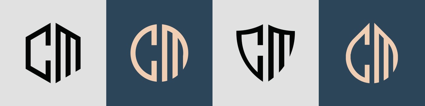 Creative simple Initial Letters CM Logo Designs Bundle. vector