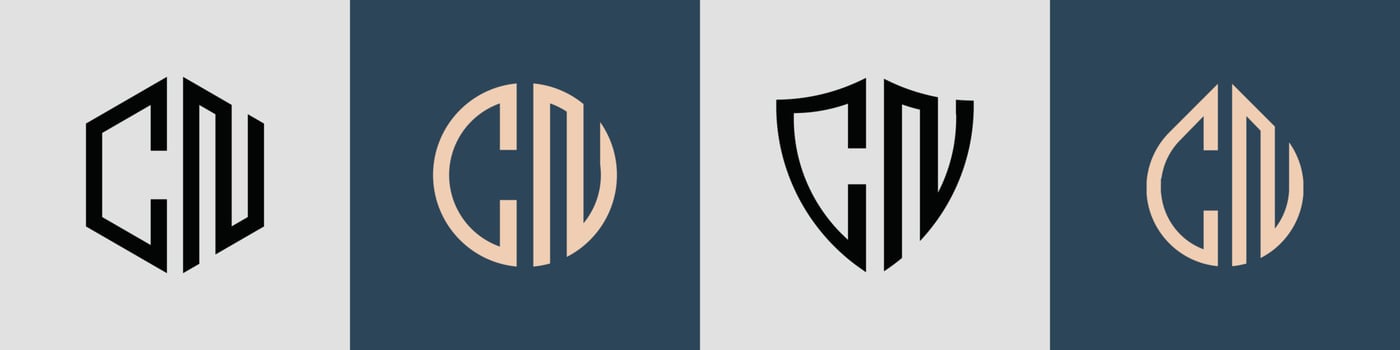 Creative simple Initial Letters CN Logo Designs Bundle. vector