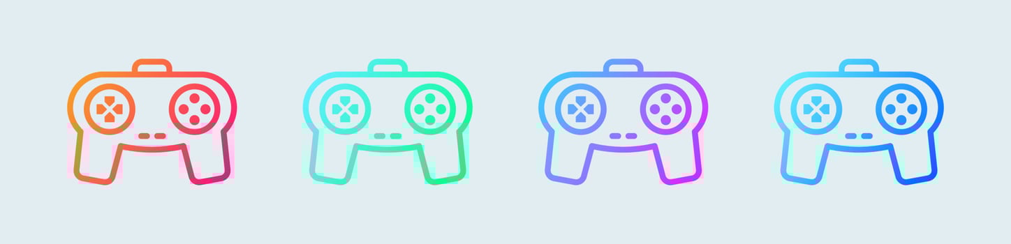Joystick line icon in gradient colors. Game console sign vector illustration.