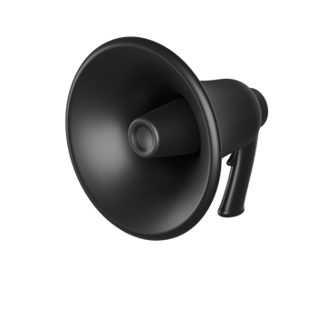 Modern black  loudspeaker 3D realistic icon. Marketing time concept. Illustration on a uniform white background png
