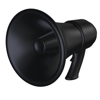 Modern black  loudspeaker 3D realistic icon. Marketing time concept. Illustration on a uniform white background png