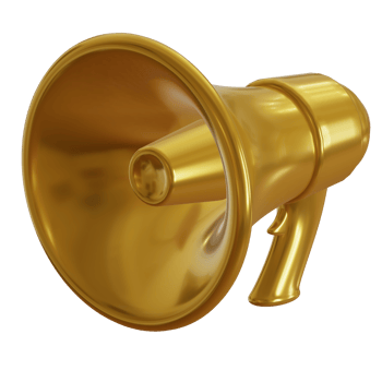 Modern Gold  loudspeaker 3D realistic icon. Marketing time concept png