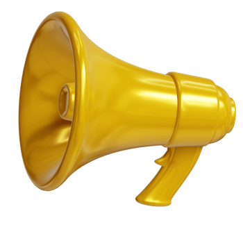Modern Gold  loudspeaker 3D realistic icon. Marketing time concept png