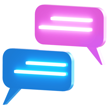 Modern 3D blue and pink glossy banner with neon text block. Communication concept. 3D render. Design element. png