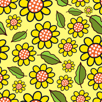 Yellow Summer Buttercup Doodle Garden vector