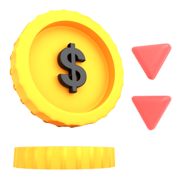 3d illustration gold dollar coins profit loss png