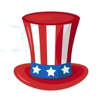 Vector Uncle Sam's hat. American flag hat. USA Independence day.
