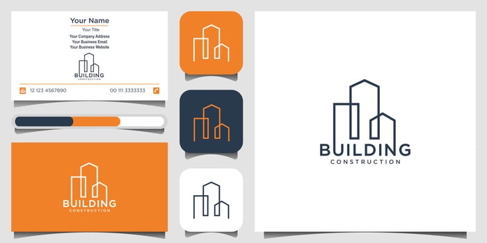 building logo design with line concept. city building abstract For Logo Design Inspiration. logo design and business card vector