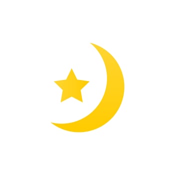 Moon and star on white background. Vector illustration.