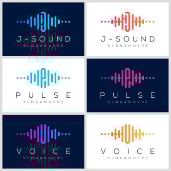 symbol pulse logo design. music player element. Logo template electronic music, sound, equalizer, store, dj, nightclub, disco. Audio wave logo concept. vector