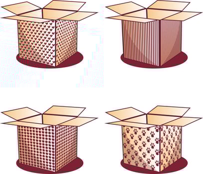 set of cardboard boxes with multiple colors vector