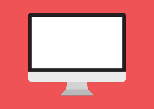 Flat Desktop Monitor Isolated PC Computer Illustration Technology Gadget Display Screen vector