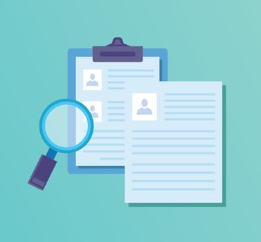 Document ID Magnifying Glass Paper Office Business Illustration List Form Clipboard Icon vector