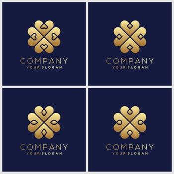 Minimalist golden elegant Flower logo design inspiration vector