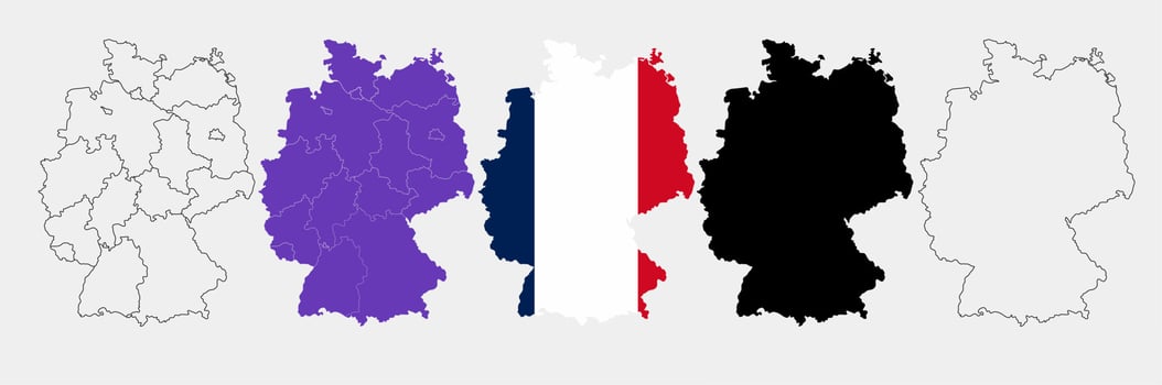 Federal Republic of Germany map flag icon set vector