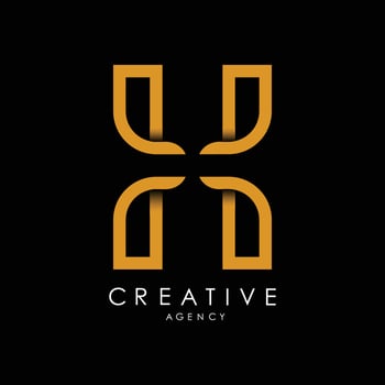 H Logo Letter monogram. with orange lines and modern minimalist creative look vector illustration.