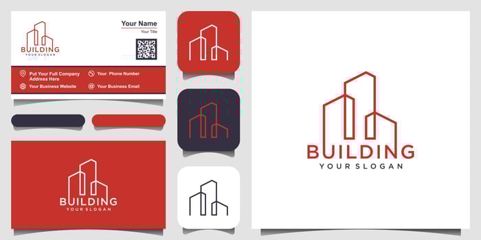 Building construction logo illustration vector graphic design in line art style.