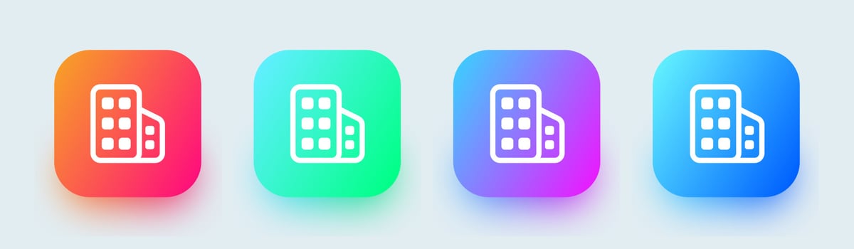 Building line icon in square gradient colors. Architecture signs vector illustration.