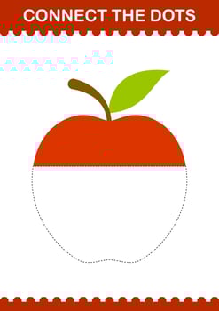 Connect the dots Apple. Worksheet for kids vector