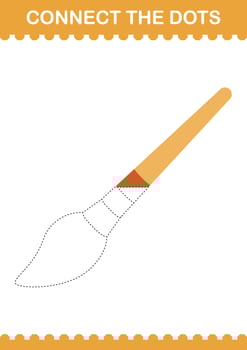 Connect the dots Paintbrush. Worksheet for kids vector