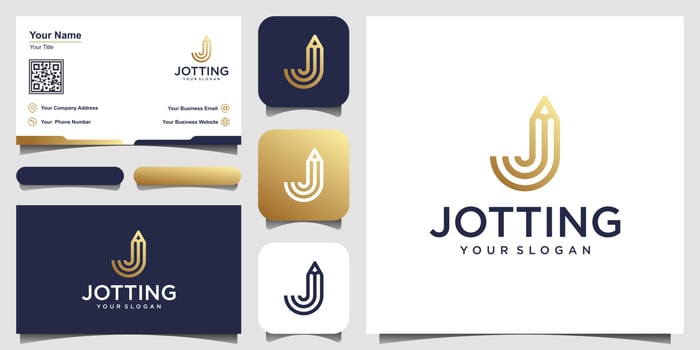 creative letter J with pencil concept logo design inspiration. and business card design vector