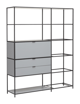 steel cabinet furniture Wooden with separate storage drawers on white background png