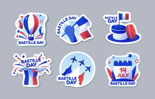 Bastille Day Festivity Sticker Set vector