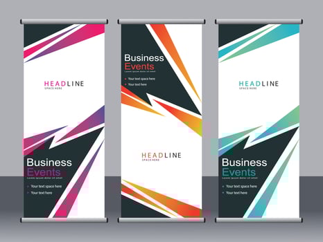 Business banner roll up set standee banner template. vector