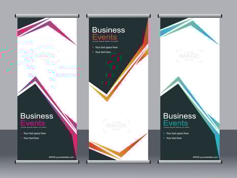 Business banner roll up set standee banner template. vector