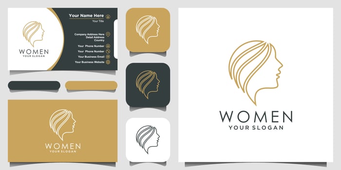creative woman with line art style. Logo and business card design , head, face logo isolated. Use for beauty salon, spa, cosmetics design, etc vector