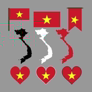 Vietnam. Map and flag of Vietnam. Vector illustration.