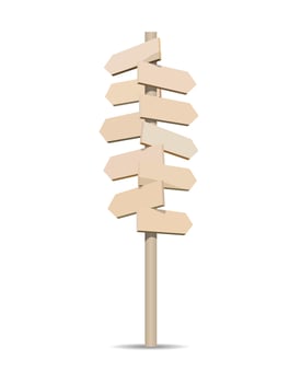 Blank wooden information signs and pointing arrows set isolated vector illustration