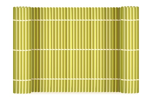 Bamboo mat horizontally positioned. Straw Chinese carpet with rolls. vector