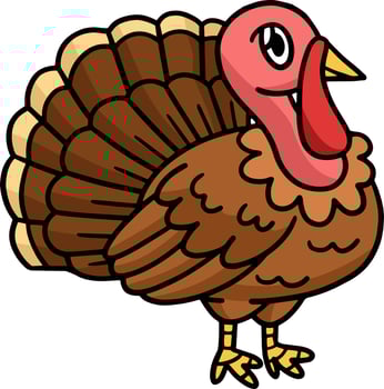 Thanksgiving Turkey Cartoon Colored Clipart vector