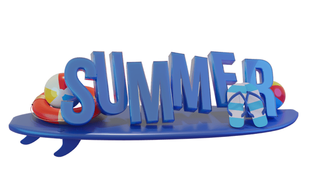 Summer Colorful Glossy 3D Text Composition for Design Element png