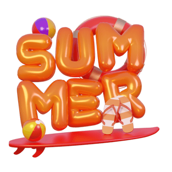 Summer Balloon Composition 3D Render Text png
