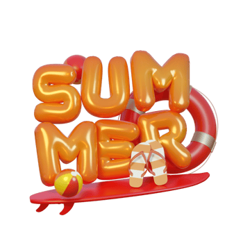 Summer Balloon Composition 3D Render Text png