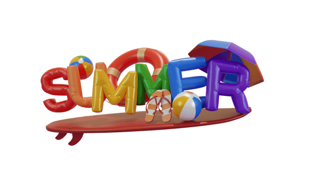 Summer Balloon Composition 3D Render Text png