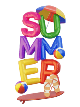 Summer Balloon Composition 3D Render Text png