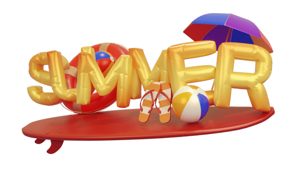 Summer Balloon Composition 3D Render Text png