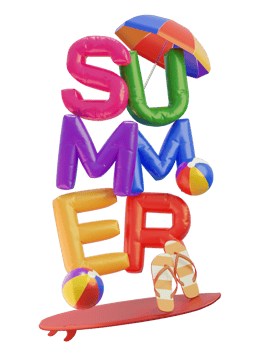 Summer Balloon Composition 3D Render Text png
