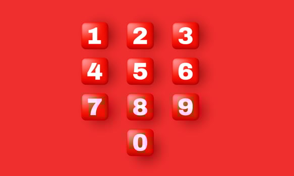 unique 3d set red numbers 1 0 design isolated on vector