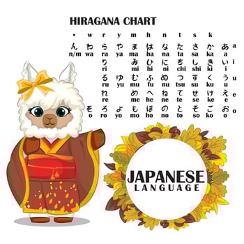 hiragana symbols japan alphabet. Japanese language design vector