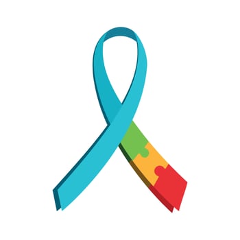 Blue Autism Ribbon Icon Clipart Vector Design