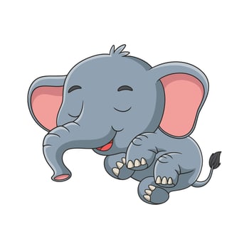 cartoon illustration sleeping elephant on a giant mushroom during the day vector