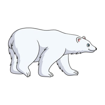cartoon illustration Polar bear walking on ice cubes in the middle of the sea looking for fish for food vector