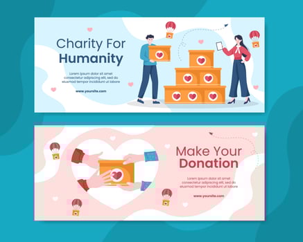 World Humanitarian Day Banner Template Flat Cartoon Background Vector Illustration