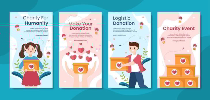 World Humanitarian Day Social Media Stories Template Flat Cartoon Background Vector Illustration
