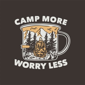 vintage slogan typography camp more worry less for t shirt design vector