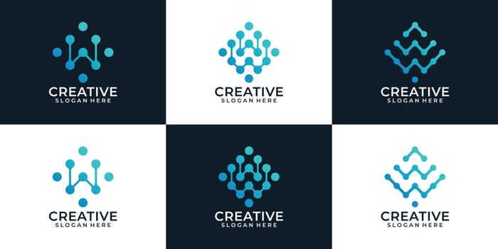 Set of modern elegant digital letter w logo designs concept inspiration vector